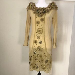 Custom embroidered green dress